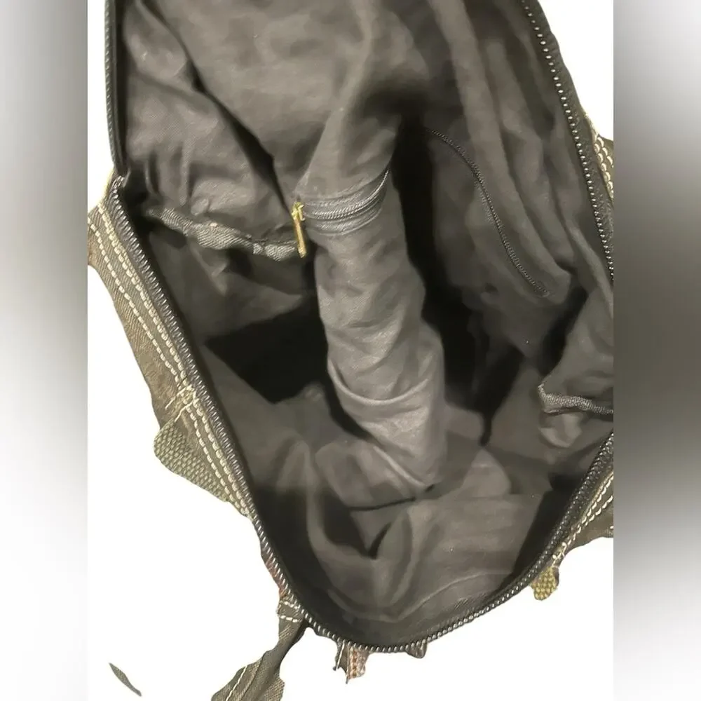 Bed stu military style leather/canvas bag